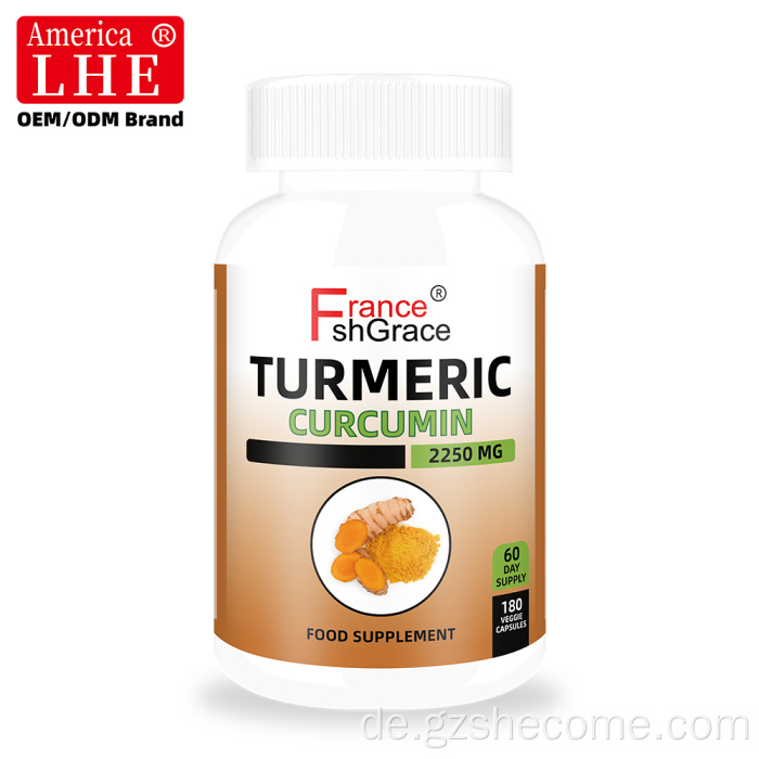 Kurkuma -Curcumin -Ergänzung mit schwarzem Pfefferextrakt